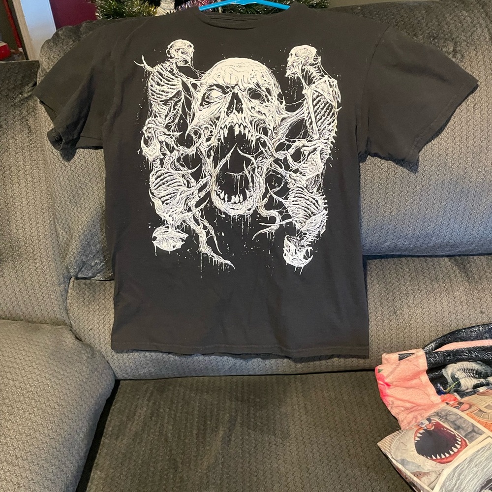 Men's Black Tee with Skeleton Graphic